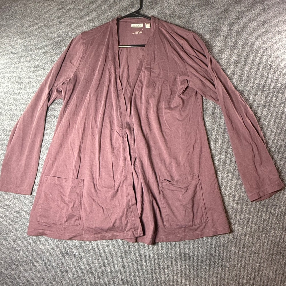 LOGO Lori Goldstein The Cardi Mauve Purple‎ Open Front Cardigan Sweater Womens M